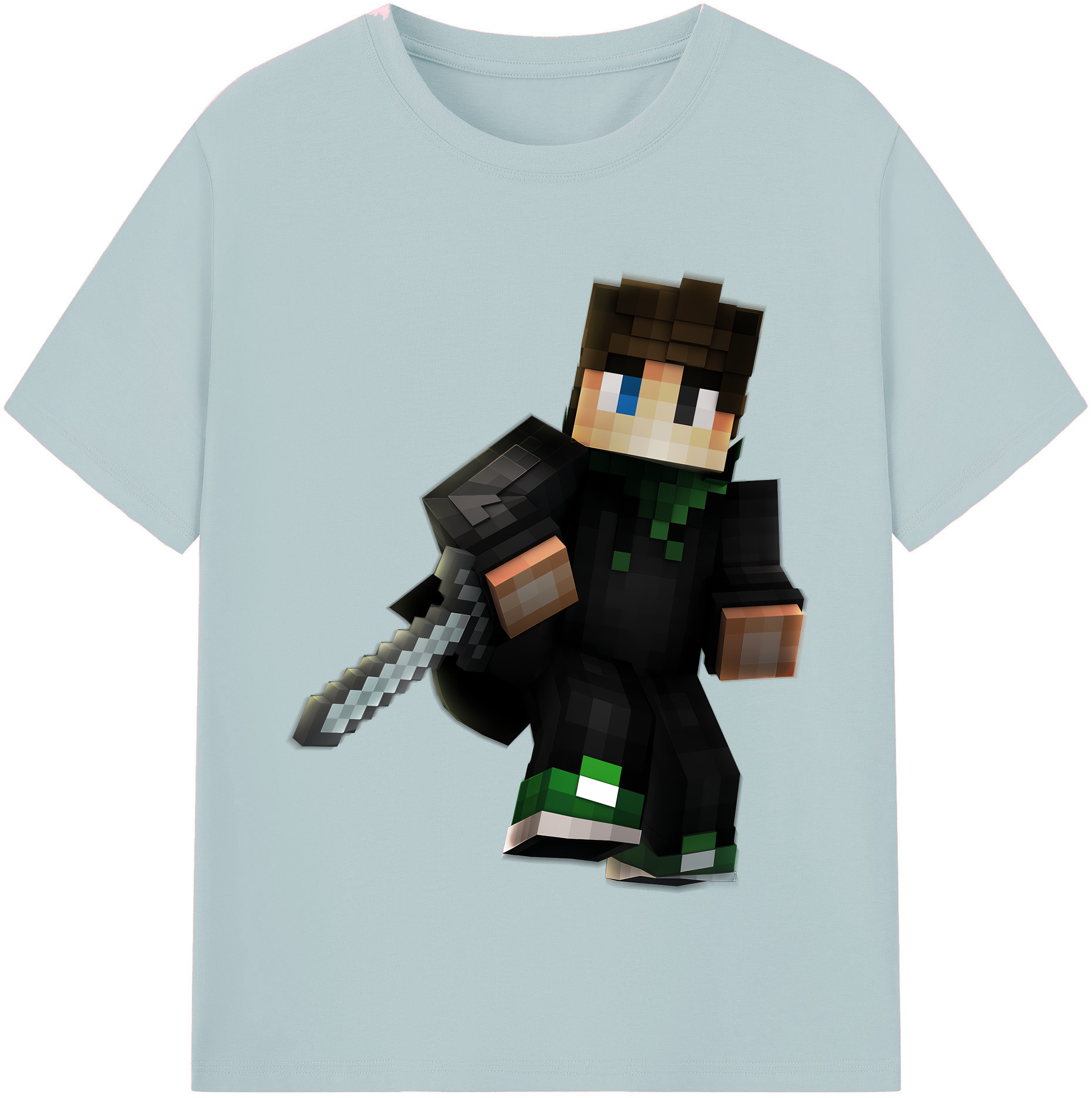 （画像用） マインクラフト ブロックの世界 Minecraft MC Block world 綿100％半袖Tシャツ（フロントプリント）